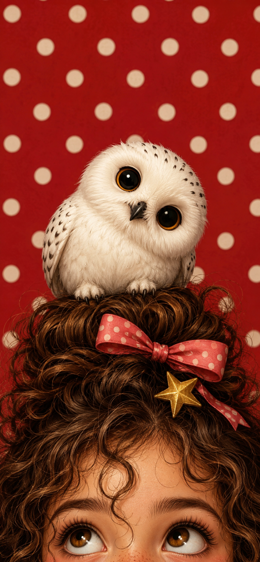 Cute Girl and White Owl Wallpaper
